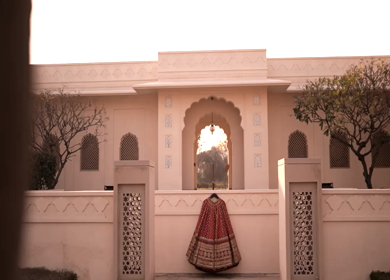 New Delhi, India - 8 December 2024 : A Shot of an Indian Bride's Wedding lehenga in India
