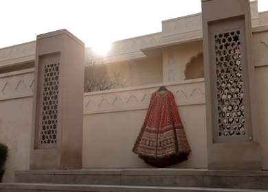 New Delhi, India - 8 December 2024 : A Shot of an Indian Bride's Wedding lehenga in India