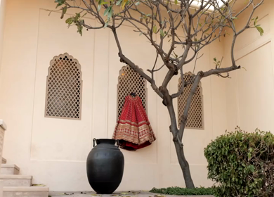 New Delhi, India - 8 December 2024 : A Shot of an Indian Bride's Wedding lehenga in India