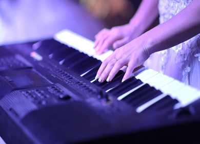 5th January 2025 : Shot of a pianist playing piano at Indian Wedding Function at New Delhi, India