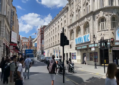 19th June 2024 : Busy intersection and historic buildings in central London England