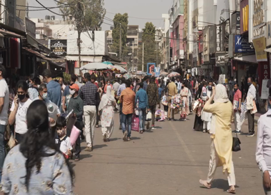 4th April 2021: Shot of people at Central Market during Covid-19 at New Delhi,India
