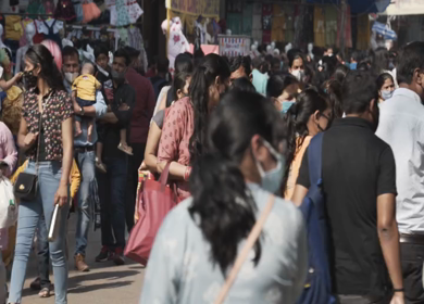 4th April 2021: Shot of people at Central Market during Covid-19 at New Delhi,India