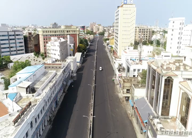 8th May,2020: An aerial shot of Anna Flyover during the COVID-19 lockdown in Chennai, India
