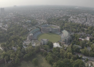 An aerial shot of the Cricket Stadium during COVID-19 lockdown 