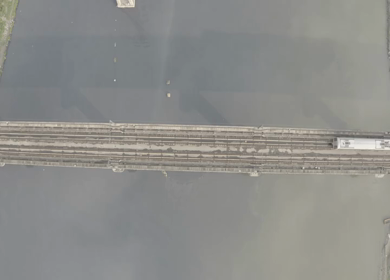 An aerial shot of the Delhi Metro during Covid-19 Lockdown at New Delhi,India