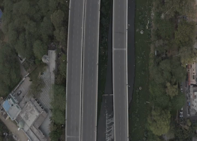 An aerial shot of the Bara pulla Bridge at New Delhi,India
