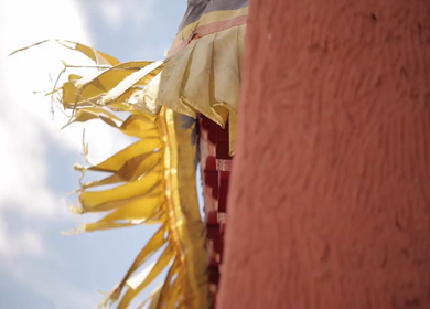 A Slow Motion Shot of the flags waving in Leh Ladakh,India