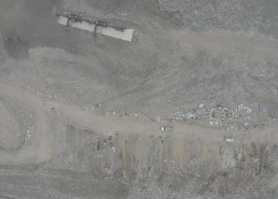 An Aerial Shot of work going on at Garbage Collection area 