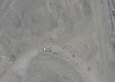 An Aerial Shot of work going on at Garbage Collection area 