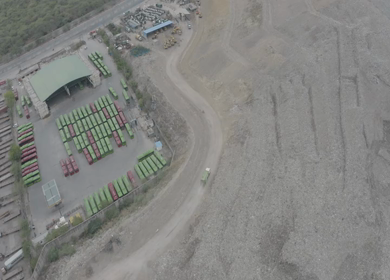 An Aerial Shot of work going on at Garbage Collection area 