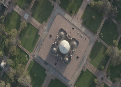An aerial shot of Humayuns Tomb during the COVID-19 lockdown in New Delhi