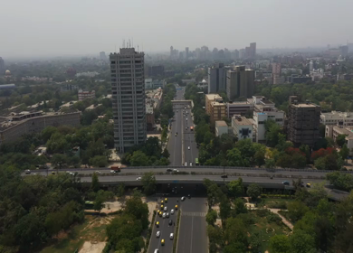 An aerial shot of Delhi roads at ITO in New Delhi, India