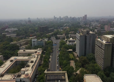An aerial shot of Delhi roads at ITO in New Delhi, India