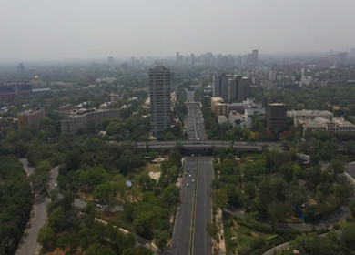 An aerial shot of Delhi roads during the COVID-19 pandemic at ITO in New Delhi, India