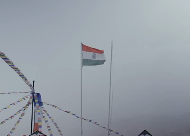 Indian National Flag Waving at Umling La Top, Ladakh, India