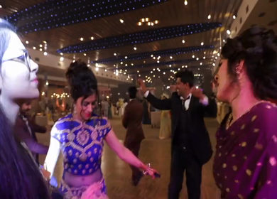 9th February,2019: A Shot of Indian relatives dancing at an Indian Wedding in New Delhi, India