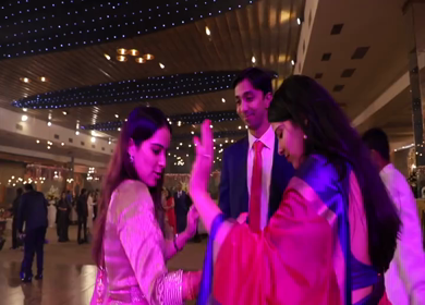 9th February,2019: A Shot of Indian friends and relatives dancing at an Indian Wedding in New Delhi, India
