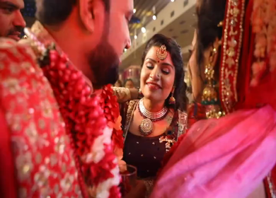 9th February,2019: A Shot of an Indian groom's sister getting happy and emotional at an Indian Wedding in New Delhi, India