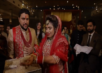9th February,2019: A Shot of an Indian Bride's Bidaai at her Indian Wedding in New Delhi,India