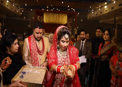 9th February,2019: A Shot of an Indian Bride's Bidaai at her Indian Wedding in New Delhi,India