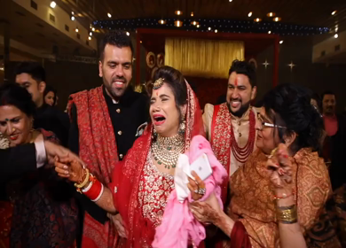 9th February,2019: A Shot of Indian Bride's father getting emotional during her Bidaai at her Indian Wedding in New Delhi,India