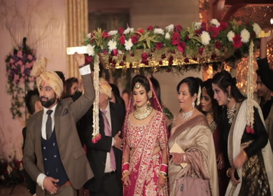 9th February,2019: A Shot of an Indian Bride entry along with family at her Indian Wedding Venue in New Delhi,India