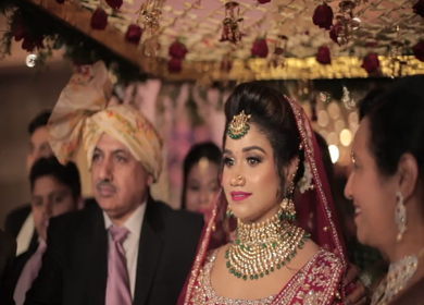 9th February,2019: A Shot of an Indian Bride entry along with family at her Indian Wedding Venue in New Delhi,India