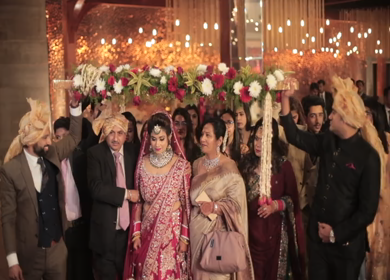 9th February,2019: A Shot of an Indian Bride entry along with family at her Indian Wedding Venue in New Delhi,India