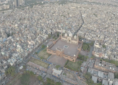 An aerial shot of Jama Masjid in New Delhi, India