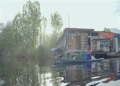 20th April 2026 : Kashmiri Woman Rowing Traditional Boat on Dal Lake Srinagar