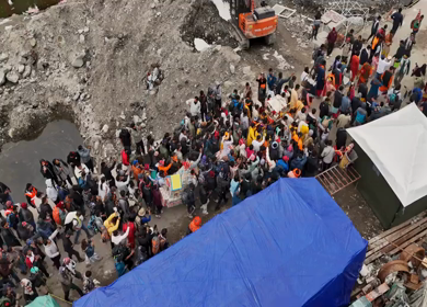 Kedarnath pilgrimage crowd carrying doli during Char Dham Yatra Uttarakhand India