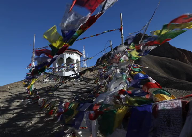An aerial shot of Leh city during the day time at Ladakh