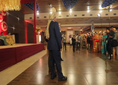 9th February,2019: A 360 Degree Dolly Shot of an Indian Groom along with bride side relatives at an Indian Wedding in New Delhi,India