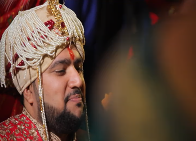 9th February,2019: Shot of Indian relatives making Indian groom eat sweets in New Delhi,India