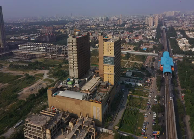 29th September 2020: An aerial Shot of the Logix City Center Mall and Metro Station at Noida,NCR,India