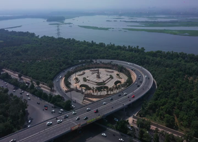 An aerial shot of the Noida film city flyover at Noida,NCR,India