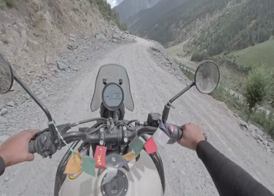 POV Motorcycle Ride Through Scenic Mountain Roads in Ladakh India