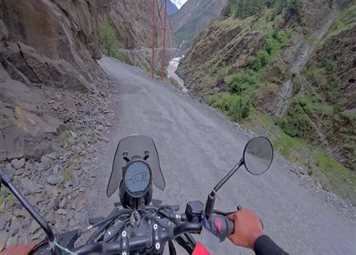 POV Motorcycle Ride Through Scenic Mountain Roads in Ladakh India