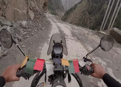 POV Motorcycle Ride Through Scenic Mountain Roads in Ladakh India