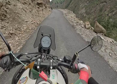 POV Motorcycle Ride Through Scenic Mountain Roads in Ladakh India