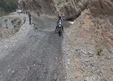 POV Motorcycle Ride Through Scenic Mountain Roads in Ladakh India