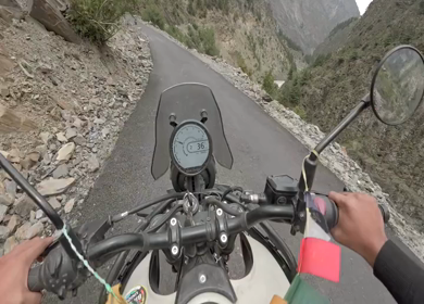 POV Motorcycle Ride Through Scenic Mountain Roads in Ladakh India