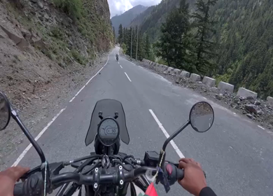 POV Motorcycle Ride Through Scenic Mountain Roads in Ladakh India
