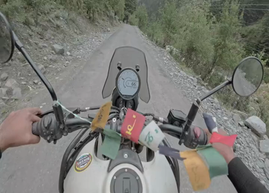 POV Motorcycle Ride Through Scenic Mountain Roads in Ladakh India