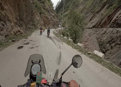 POV Motorcycle Ride Through Scenic Mountain Roads in Ladakh India