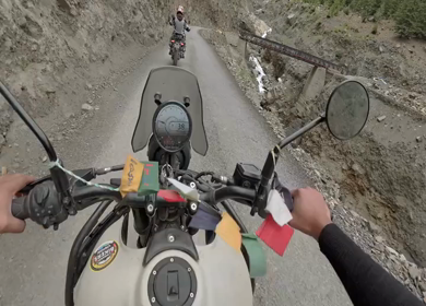 POV Motorcycle Ride Through Scenic Mountain Roads in Ladakh India