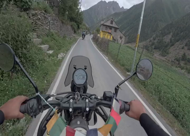 POV Motorcycle Ride Through Scenic Mountain Roads in Ladakh India