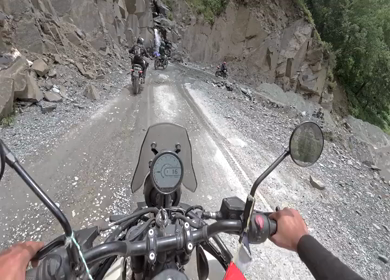 POV Motorcycle Ride Through Scenic Mountain Roads in Ladakh India