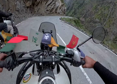 POV Motorcycle Ride Through Scenic Mountain Roads in Ladakh India